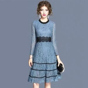 NWT Metisu Blue Lace Full Skirt Dress Size XS